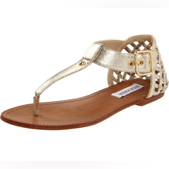 Steve Madden Shoes - Steve Madden Gold Mettalic Netted Flat Sandals Shoes 7